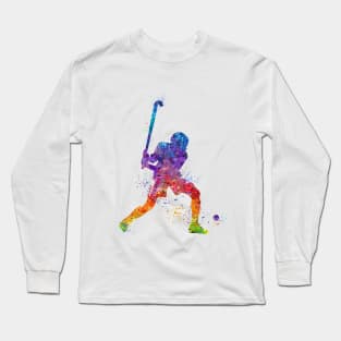 Field Hockey Player Watercolor Sport Long Sleeve T-Shirt